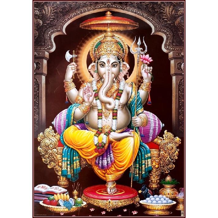 開運絵画 ガネーシャ御守りカードサイズ インドの神様 ガネーシャ神