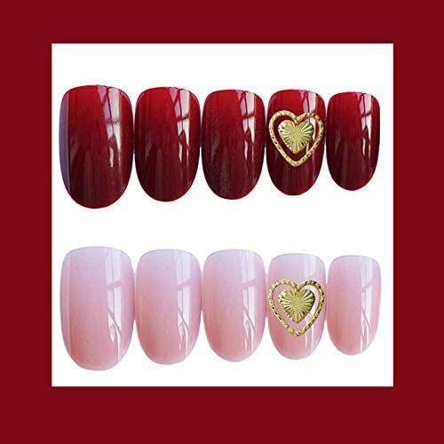 新作 ハート模様 ピンク 赤 2色 ネイル花嫁 インターネットの人気スタイル 結婚式ネイルチップ プラサードj 通販 Yahoo ショッピング