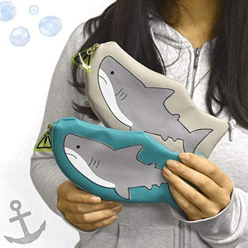 フラッパー Flapper フェイクレザー サメ ダイカット ペンケース Blue オープニング 大放出セール