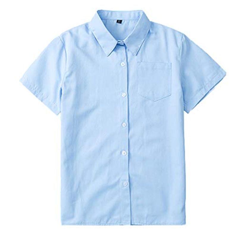 ブルー シャツ 丸襟 角襟 可愛い スクール ブラウス 女子制服 シンプル かわいい ワイシャツ 女の子 レディース 春夏 学生 半袖 長袖 とっておきし福袋