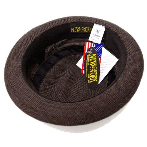 ニューヨークハット　NEW YORK HAT　　 帽子 ポークパイハット 　3058 PLAID LINEN STINGY　 Brown｜prast｜06