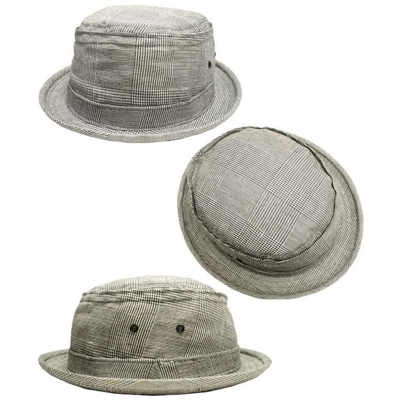 New York Hat ニューヨークハット ポークパイハット 3058 PLAID LINEN STINGY Grey メンズ レディース｜prast｜02