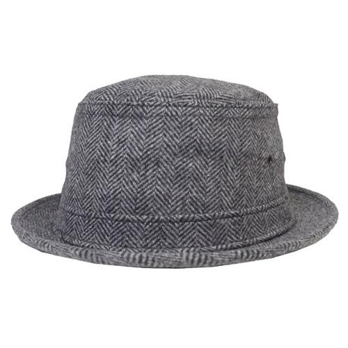 New York Hat ニューヨークハット ポークパイハット 5584 HERRINGBONE STINGY Charcoal ヘリンボーン メンズ レディース　｜prast