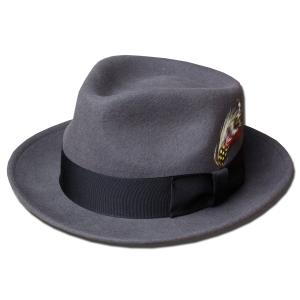 New York Hat ニューヨークハット 帽子 フェルトハット 5317 LITE FELT GANGSTER Grey メンズ レディース｜prast