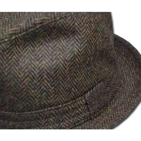 New York Hat（ニューヨークハット） ハット #5555 HERRINGBONE FEDORA, Brown｜prast｜03