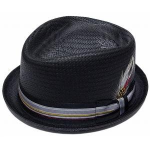New York Hat（ニューヨークハット） 帽子 ストローハット #2175 DIAMOND STRIPE, Black ver.2｜prast