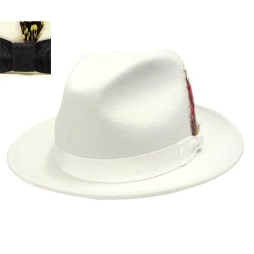 ニューヨークハット 大人気の New York Hat 5319 LITE FELT FEDORA メンズ レディース ザ 紳士 White フェルトハット 白 低価格で大人気の フェドラ