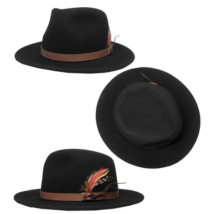 New York Hat ニューヨークハット 5312 Lite Felt Outback BLACK フェルトハット メンズ レディース｜prast｜02