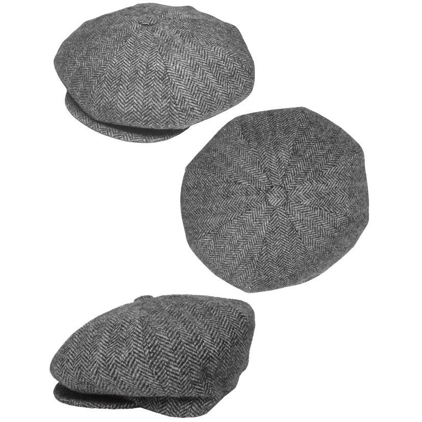 New York Hat ニューヨークハット キャスケット 9038 HERRINGBONE NEWSBOY ヘリンボン ニュースボーイ Grey メンズ レディース | NEW YORK HAT | 01