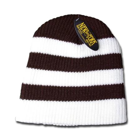 New York Hat（ニューヨークハット） ニットキャップ #4583 COLLEGE BEANIE, Brown/Ivory｜prast｜04