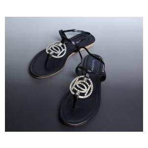 bebe (ビビ) スワロフスキー ラインストーン サークル ロゴ サンダル -24cm- (ブラック) | 