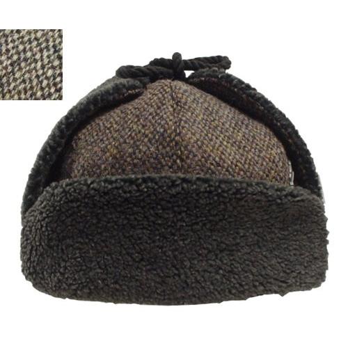 帽子　ステットソン　STETSON　STETSON　SE136　ハリスツイード　パイロットキャップ　茶　グレー　日本製