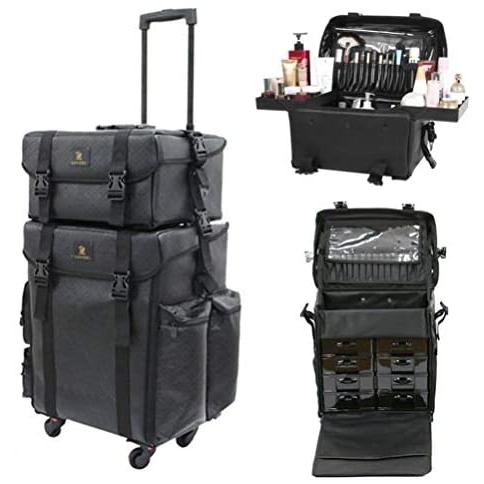 全品送料無料 Luvodi メイクボックス 大容量 プロ コスメボックス 旅行 引き出し 化粧品収納 メイクキャリーケース 美容師 化粧箱 防水 ブラック L 超美品 City Com Fr