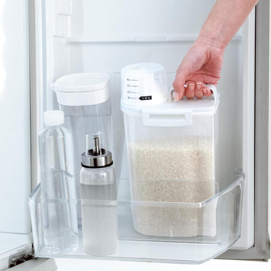２個セット　タッパーウェア　保管容器　米櫃　米びつ　食品保存 Amazon｜密閉米びつ 冷蔵庫収納 鮮度維持2㎏ 白 しっかり密閉