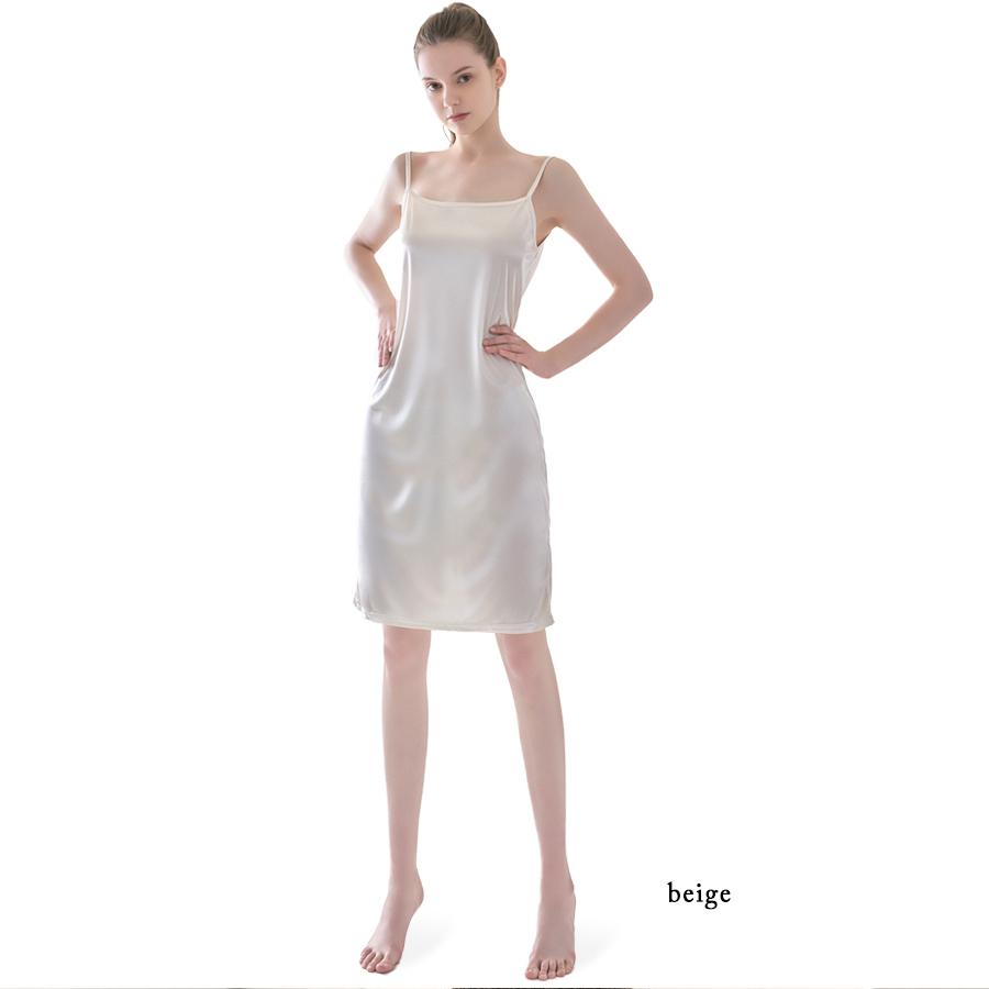 スリップ ロング インナー ワンピース 大人 膝丈 ロングスリップ キャミソール 透けない 透け防止 アンダーウェア 下着 メール便可 Basic Long Silk Slip 3315 Prau プラウ ヤフーショッピング店 通販 Yahoo ショッピング