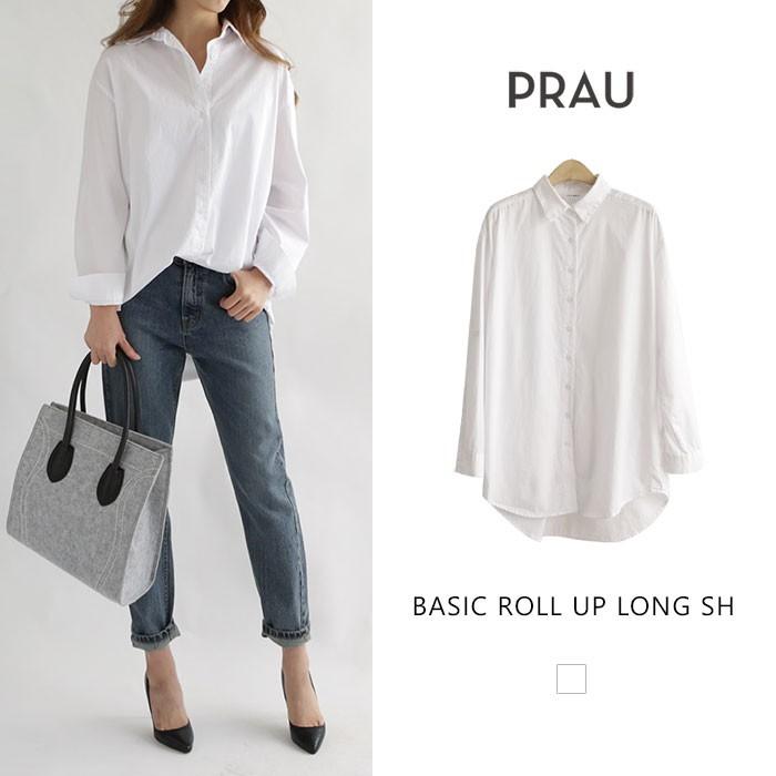 ホワイト ロング シャツ レディース ロングシャツ 白 シンプル コットン ワイドシャツ レイヤード 重ね着 メール便可 Basic Roll Up Long Sh 4926 Prau プラウ ヤフーショッピング店 通販 Yahoo ショッピング