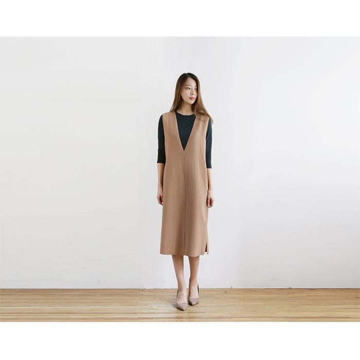 マタニティ ワンピース オフィス 大きいサイズ 秋 冬 Vネックライン 楽ちん ワンピ ロングワンピ ひざ丈 ミディアム Cut Off Ops 4866 Prau プラウ ヤフーショッピング店 通販 Yahoo ショッピング