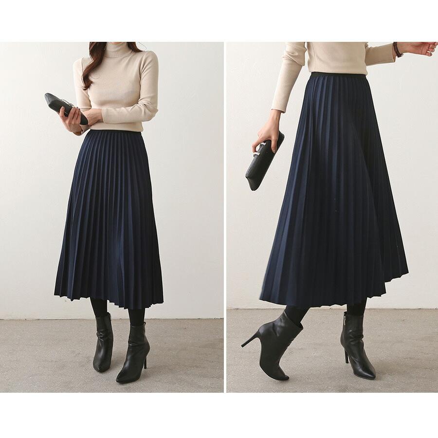 ウールプリーツスカート ウールスカート レディース プリーツスカート ロング丈 ウエストゴム ゆったり ルーズ P6331 Prau プラウ ヤフーショッピング店 通販 Yahoo ショッピング
