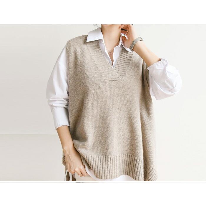 ニット ウール ベスト Vネック ニットベスト トップス レディース 秋冬 レイヤード オフィス きれいめ カジュアル 大人可愛い 高見え ゆったり おしゃれ Prau P73 Prau プラウ ヤフーショッピング店 通販 Yahoo ショッピング