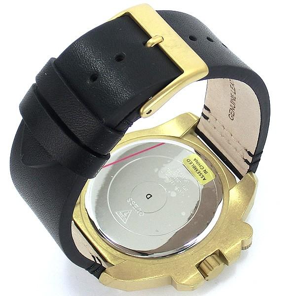GUESS ゲス メンズ腕時計 デイデイト YG/BK レザー アンティークゴールド W0659G2