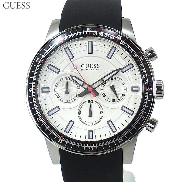 GUESS ゲス メンズ 腕時計 クロノグラフ ラバー ホワイト 45mm W0802G1 