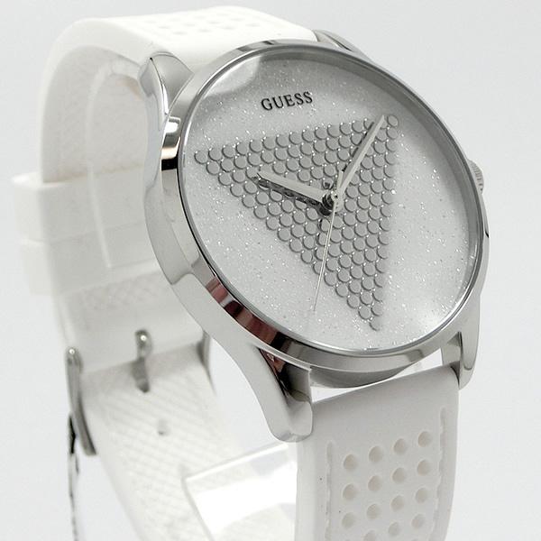 GUESS　ゲス　レディース　腕時計　クォーツ　レザーベルト　ホワイト　シルバー GUESS（ゲス） 腕時計 レディース 36mm ホワイト ラバーベルト W1227L1