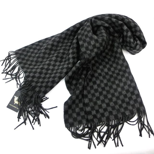 お値下げ★CHAUMET ブラック ストール フリンジ付き★ お買い得商品 カシミヤ 100% セミストール 中判サイズ カシミア