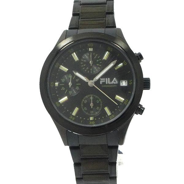 FILA フィラ  腕時計 クロノグラフ 36mm ユニセックス ブラック/イエローインデックス 38-009-003 160857 SSP｜pre-ma