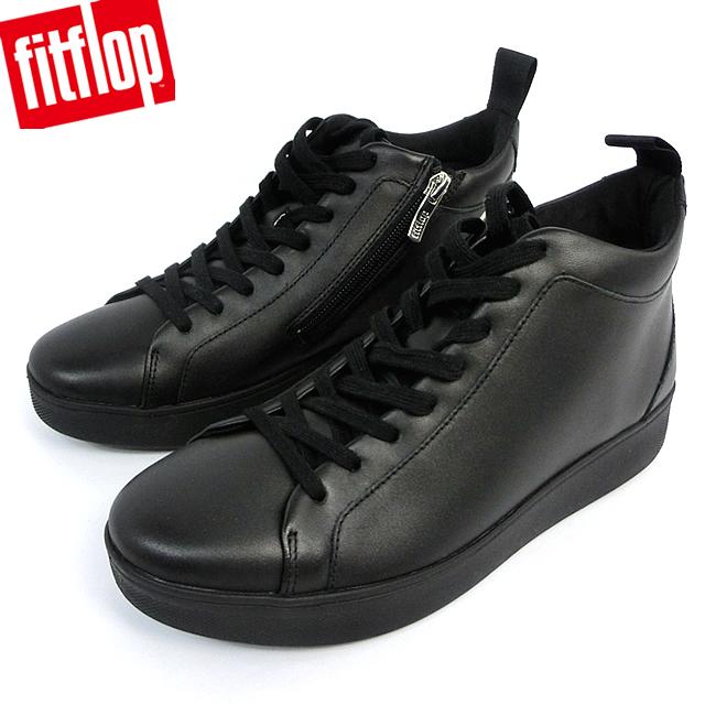 fitflop（フィットフロップ） ブラックレザースニーカー 24cm FitFlop フィットフロップ スニーカー ベルクロ仕様 レディース