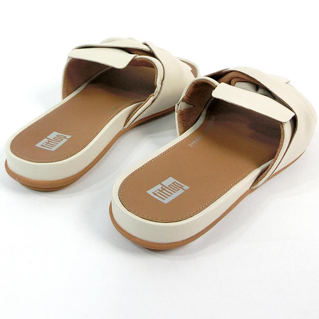 fitflop サンダル　US6 レザー　コルク　ゴールド　29,700円のお品 F-MODE レザーツイスト フラットフォーム スライド｜fitflo