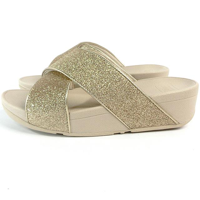 フィットフロップ  サンダル レディース FITFLOP  LULU グリッターダスト クロス スライド IK6-675 PLATINOの画像