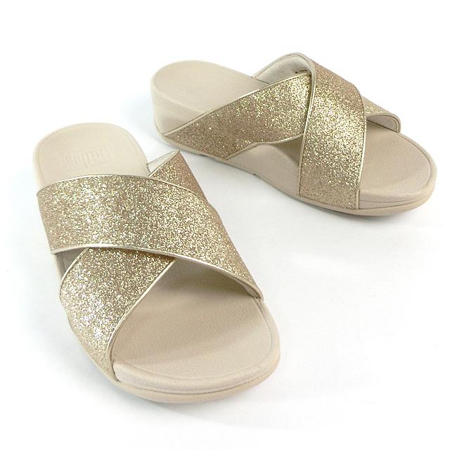 フィットフロップ  サンダル レディース FITFLOP  LULU グリッターダスト クロス スライド IK6-675 PLATINOの画像