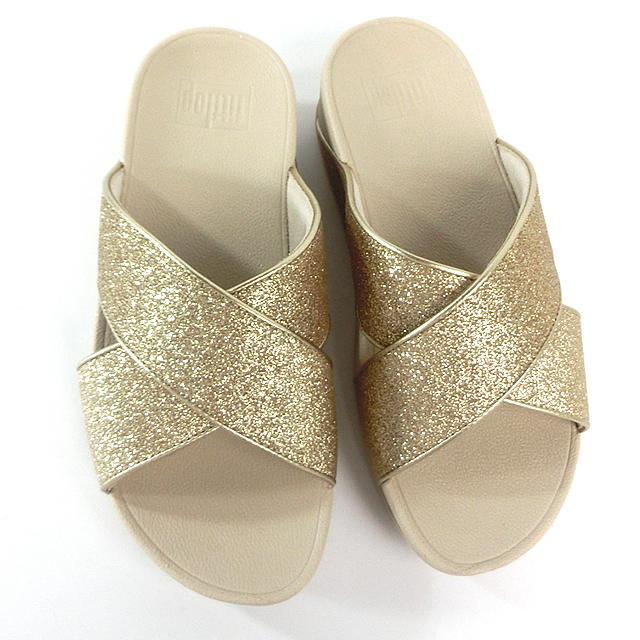 フィットフロップ  サンダル レディース FITFLOP  LULU グリッターダスト クロス スライド IK6-675 PLATINOの画像