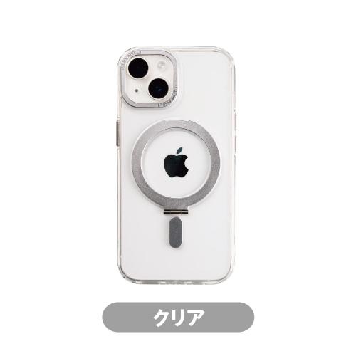 送料無料 iPhone15/14/13対応マグスタケース MagSafe対応 スタンド付き NEWT カラフル i37FiJS04-6 /クリア ブラック パープル | SUNCREST | 01