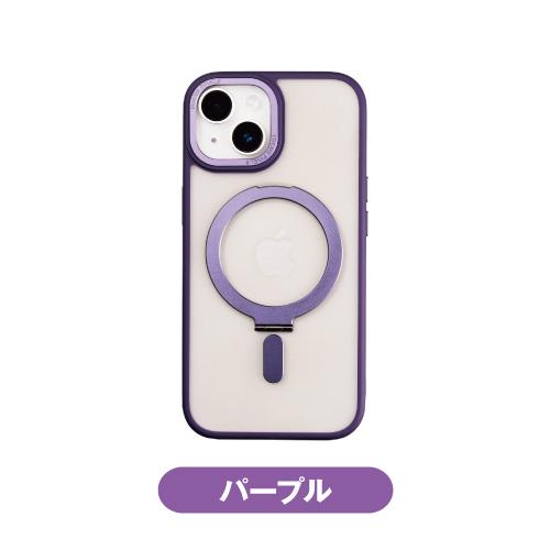 送料無料 iPhone15/14/13対応マグスタケース MagSafe対応 スタンド付き NEWT カラフル i37FiJS04-6 /クリア ブラック パープル | SUNCREST | 03