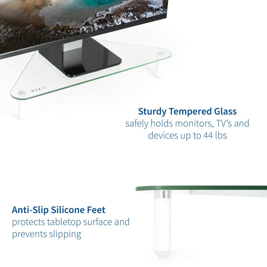 ブランドグッズ VIVO ガラス製 人間工学に基づく机上台 | 三角形の卓上コーナースタンド 多用途 コンピューターのモニターやノートPCに対応STAND-V000Q