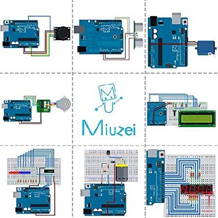 Miuzei Starter Kit Compatible with Arduino Projects with Microcontroller,  LCD1602 Module, Breadboard, Power Supply, Servo, Sensors, Jumper Wires