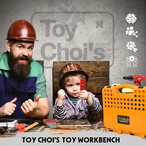 最高の品質の おもちゃChoi 100ピースキッズ電源ワークベンチリアルなツールと電動ドリルで、子供Stem building constructionツールセット T101
