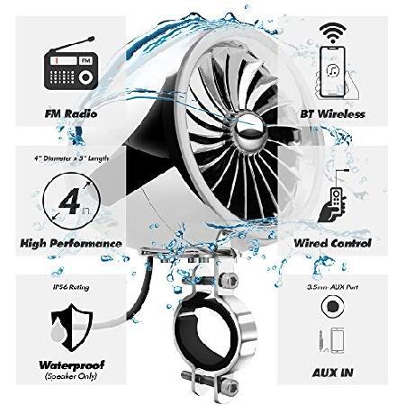 アウトレットと限定 GoHawk TJ4-R Radio Amplifier 4 Full Range Waterproof Bluetooth Motorcycle Stereo Speakers 1 to 1.5 in. Handlebar Mount Audio Amp System Harley Tourin