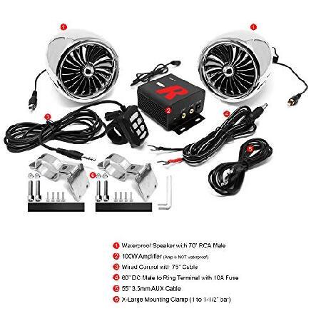 アウトレットと限定 GoHawk TJ4-R Radio Amplifier 4 Full Range Waterproof Bluetooth Motorcycle Stereo Speakers 1 to 1.5 in. Handlebar Mount Audio Amp System Harley Tourin