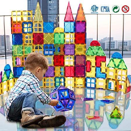 セールの時期に安く購入 MAGBLOCK Magnet Toys Kids Magnetic Building Tiles 100 Pcs 3D Magnetic Blocks Preschool Building Sets Educational Toys for Toddlers Boys and Girls.