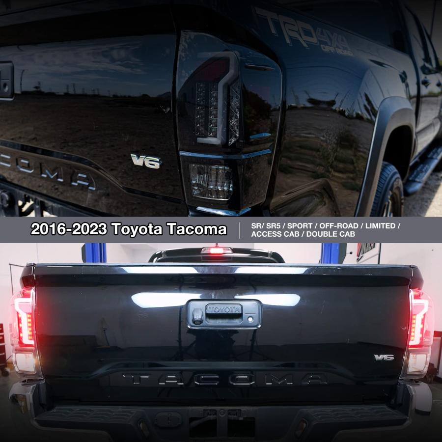 公式商品 AUTOWIKI LED Tail Light Fit for 2016-2023 Toyota Tacoma Tail Lamps Replacement Black Housing/Smoke Lens Driver ＆ Passenger Side 2PCS