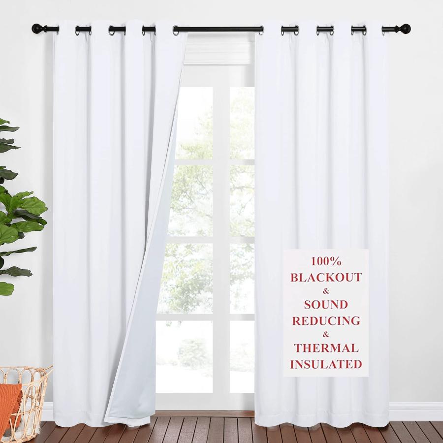 NICETOWN Sound Barrier 100 Blackout Divider Curtains 84", Noise, Heat and Cold Blocking Drapes