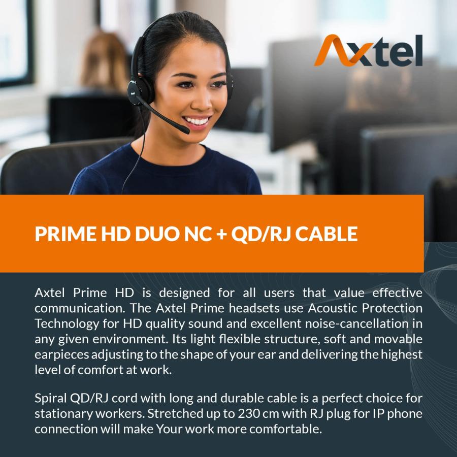 特別オファー Axtel Bundle Prime Duo with AXC-02 Cable | Noise Cancellation - Compatible with Grandstream GXP1600， GXP1700， GXP2100， GRP2600 Series Phones
