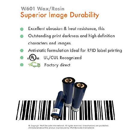 最低価格で販売 12 Rolls Wolfbarco 2.24 x 361´ 57mm x 110m Premium Wax/Resin Thermal Transfer Ribbon for Label/Oil Change Sticker for GoDex RT200i， RT230i， Core Si