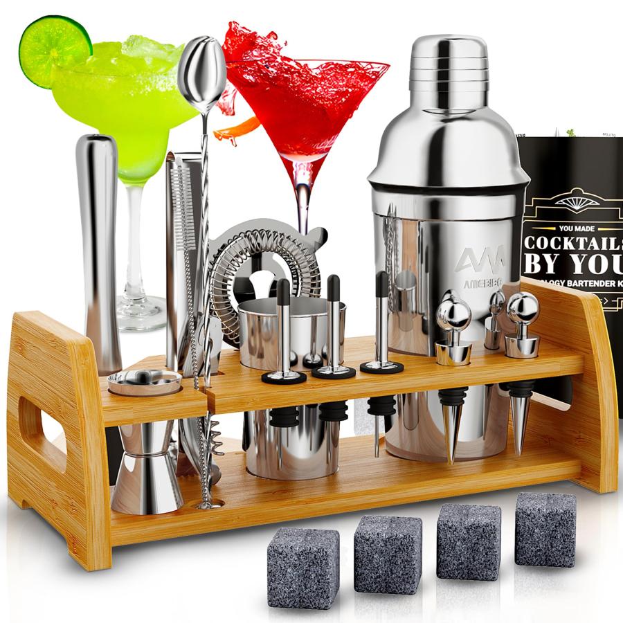 AMEBIBO 20Piece Cocktail Mixology Shaker Set Bartender Kit with