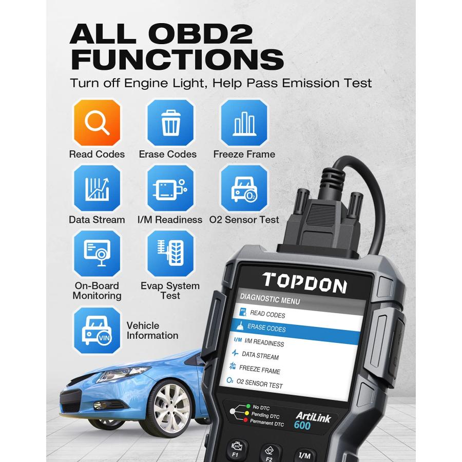 TOPDON AL600 obd2 車 診断機 日本語 スキャンツール 12V車用故障診断