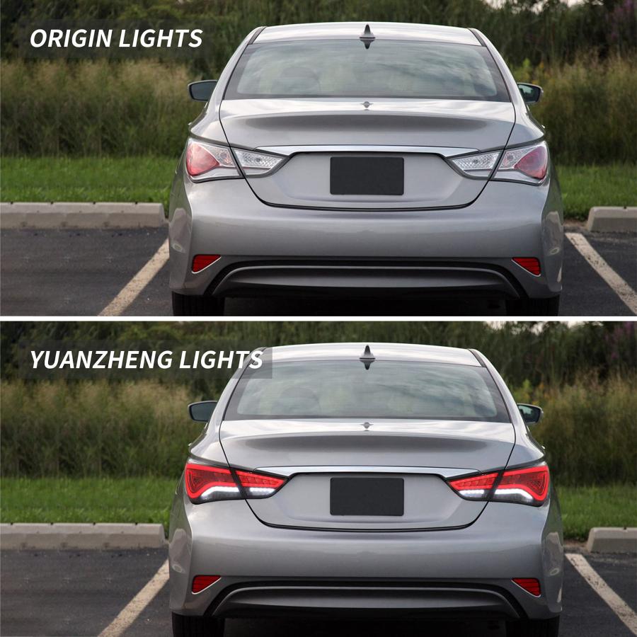 送料無料 VLAND LED Smoked Taillights Compatible for Hyundai Sonata 6th Gen Sedan 2011 2012 2013 2014 W/Dynamic Running， Sequential Turn Singal lamp， Brake li