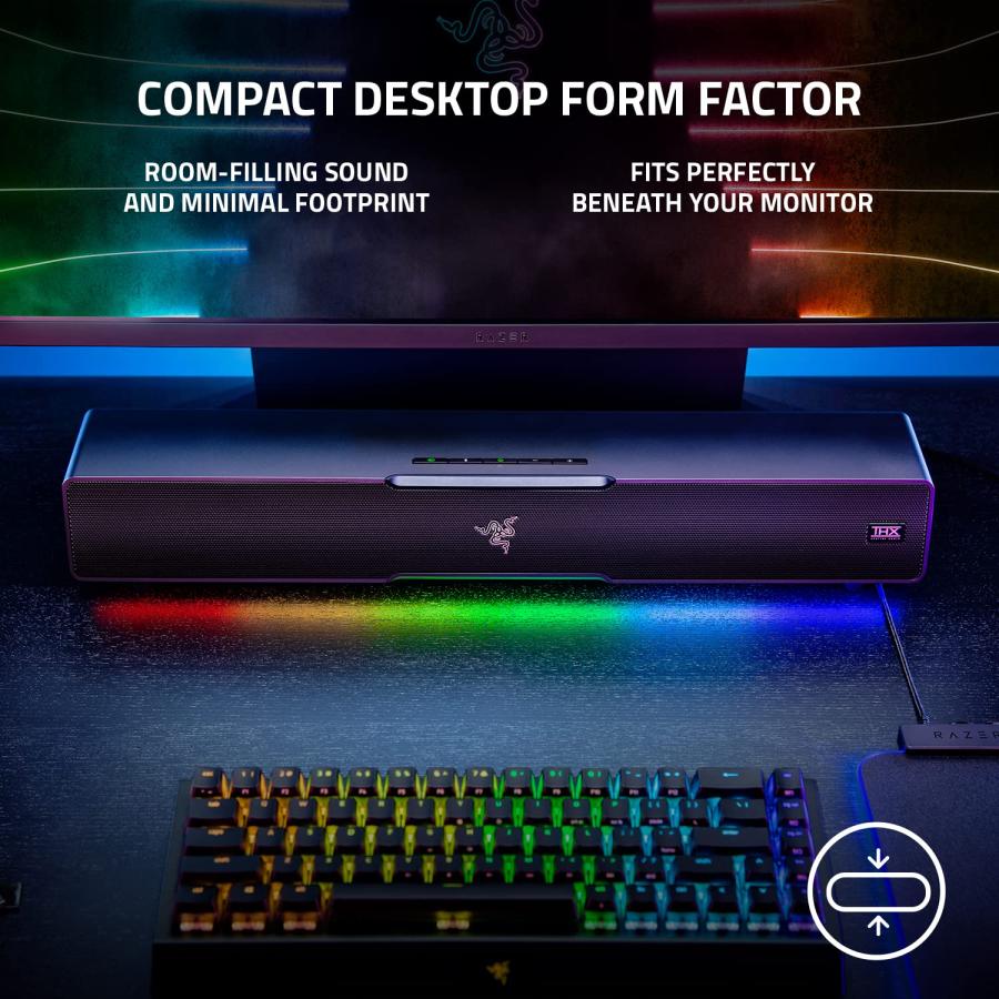 毎日出荷送料無料 Razer Leviathan V2: Multi-Driver PC Gaming Soundbar with Subwoofer - THX Spatial Audio - Compact Design - Chroma RGB - Bluetooth 5.2 - for PC， Desktop