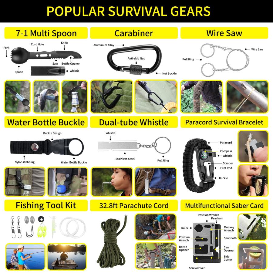  Survival Kits,222 PCS Emergency Survival Gear First Aid Kits